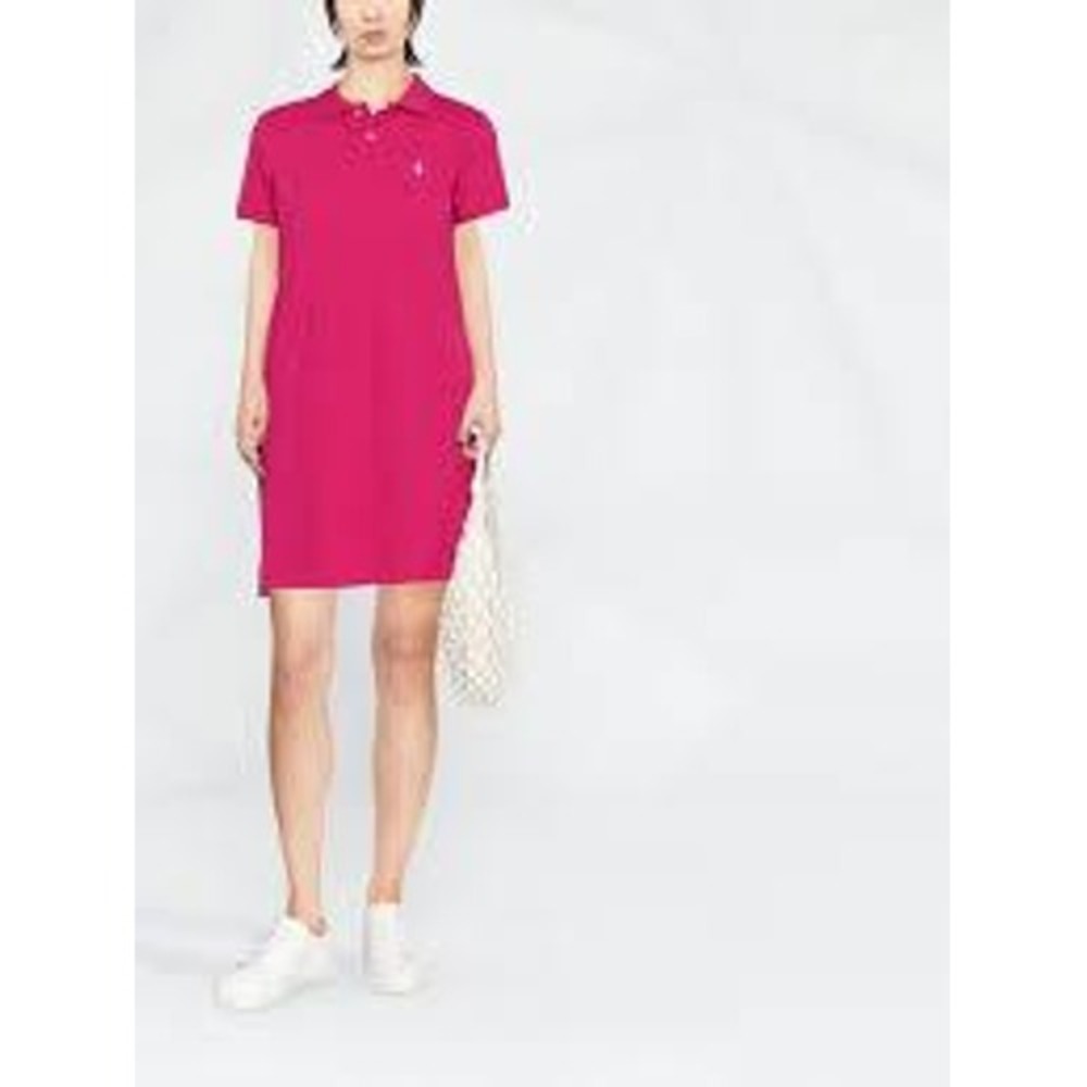 Ralph Lauren Magenta Pink Cotton Pique Short Sleeve Polo‎ Dress Size Medium